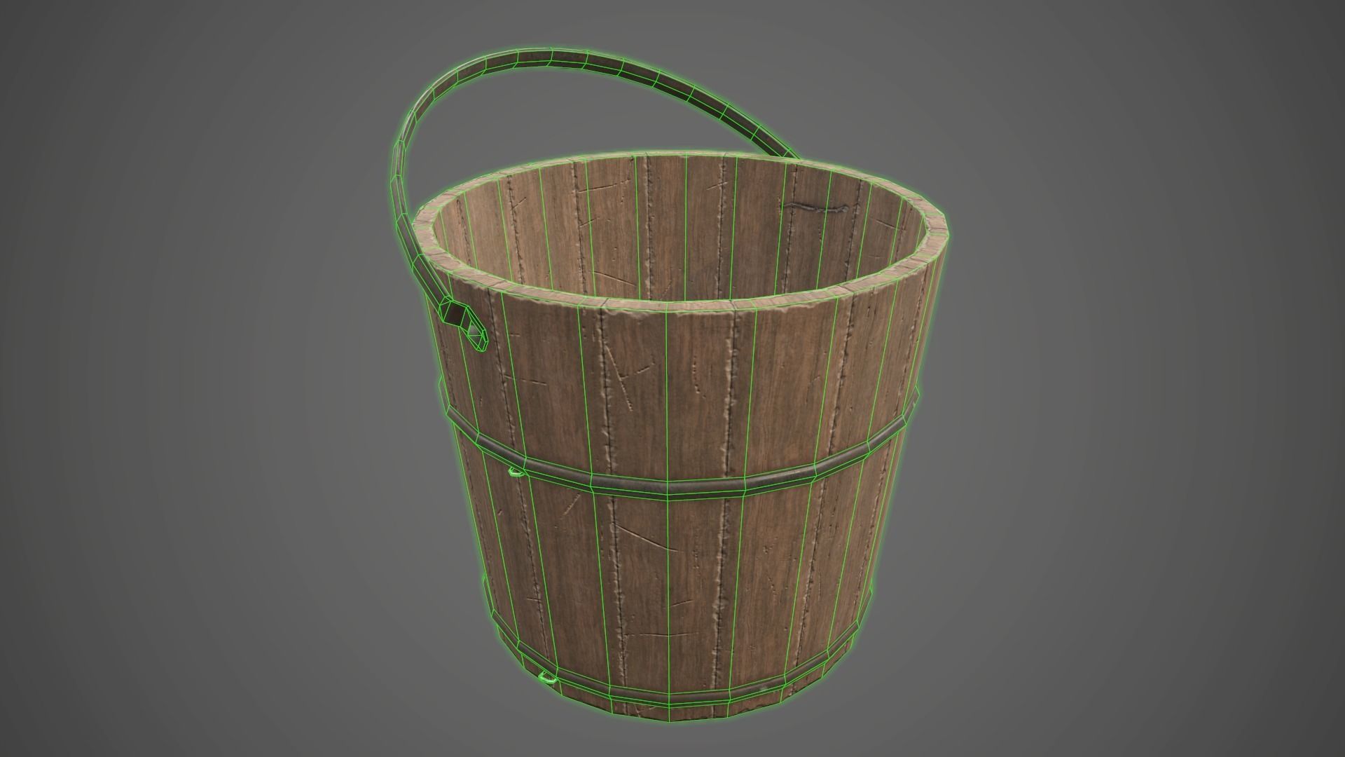 Wooden Bucket - - Gameready Asset Low-poly 3D model_3