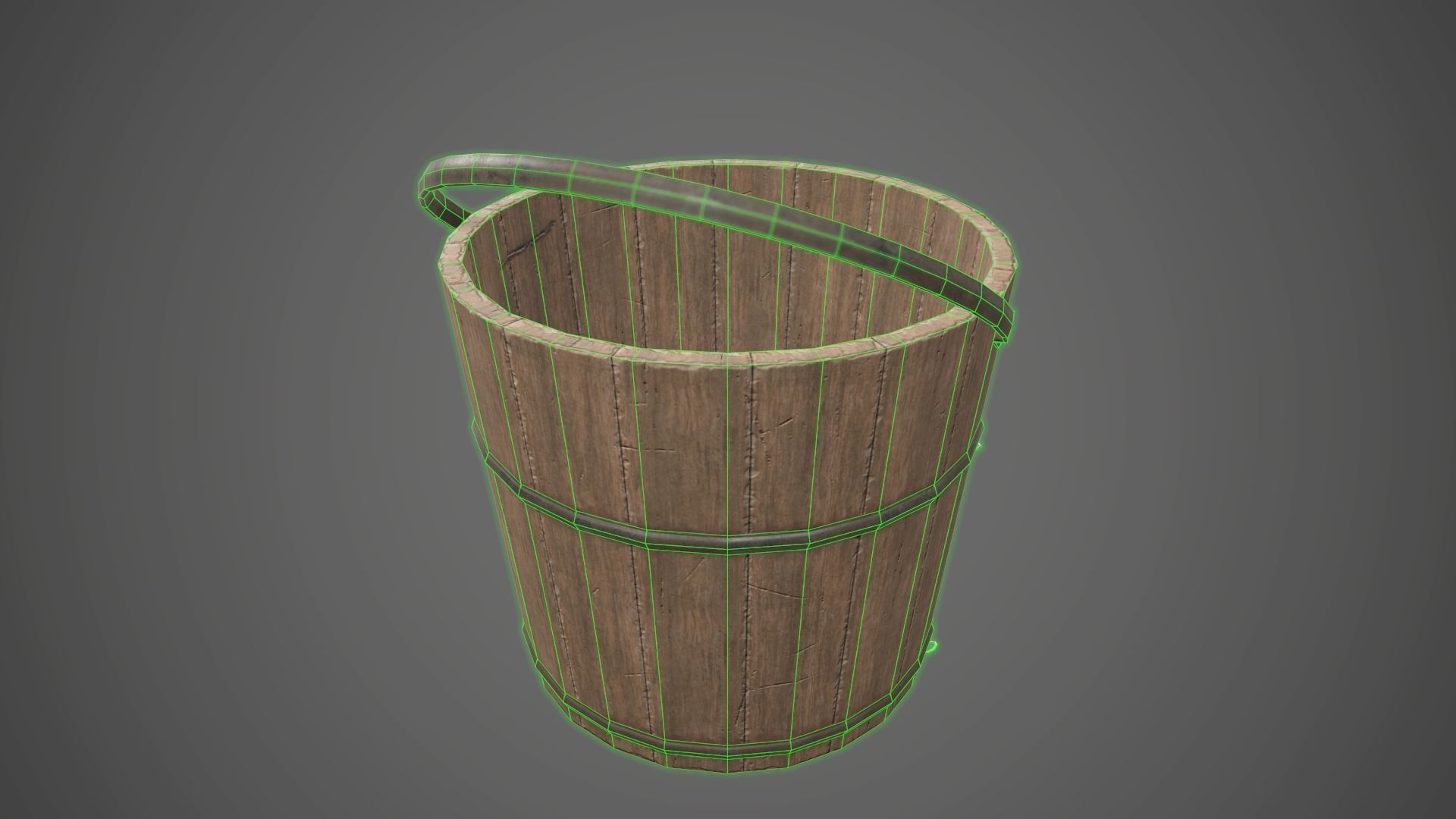 Wooden Bucket - - Gameready Asset Low-poly 3D model_5