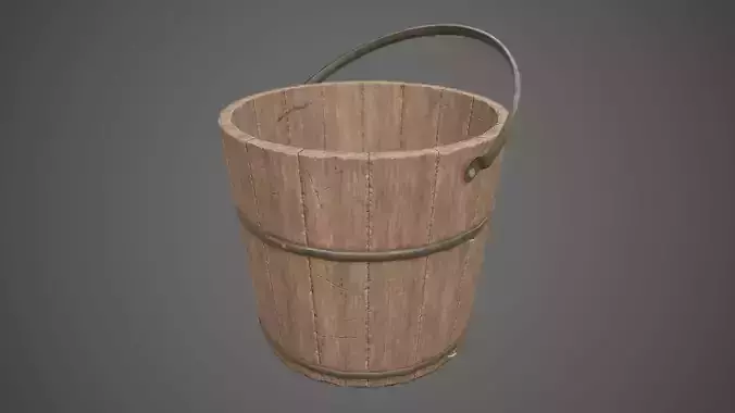 Wooden Bucket - - Gameready Asset