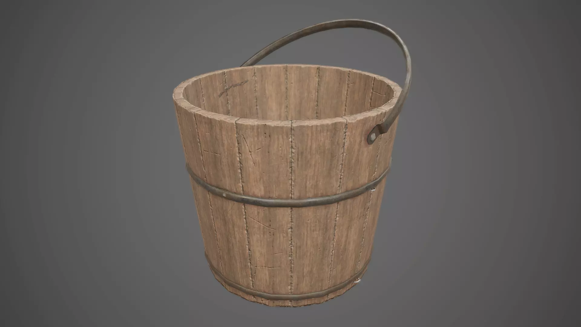 Wooden Bucket - - Gameready Asset Low-poly 3D model_0