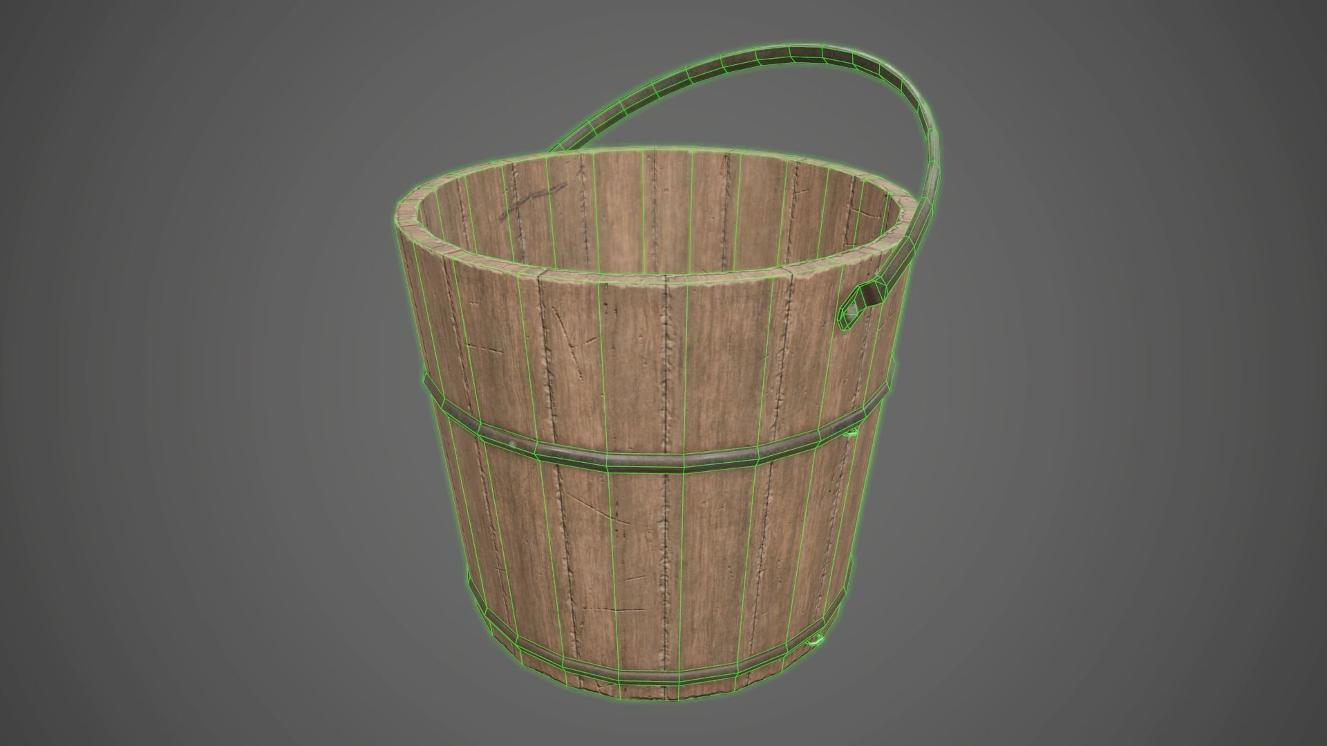 Wooden Bucket - - Gameready Asset Low-poly 3D model_1