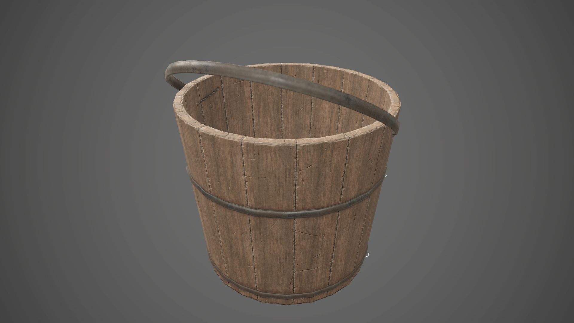 Wooden Bucket - - Gameready Asset Low-poly 3D model_4