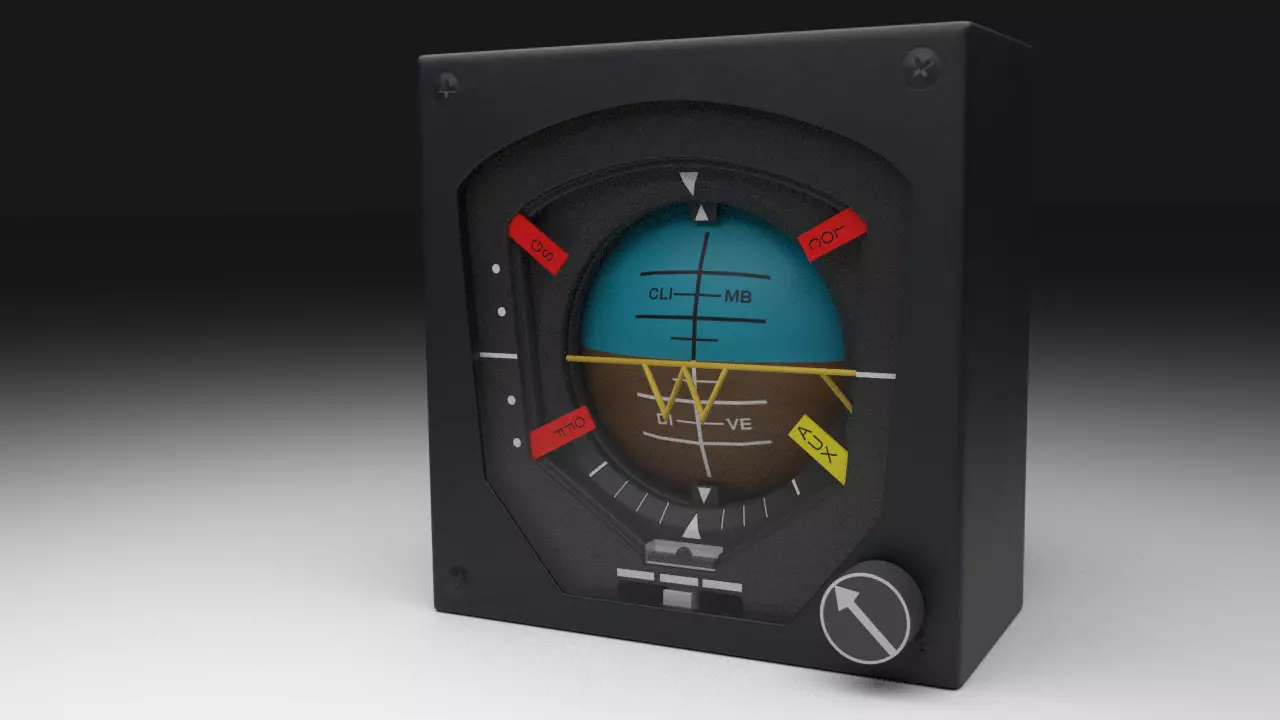 F16 Attitude Direction Indicator - ADI 3D model_0