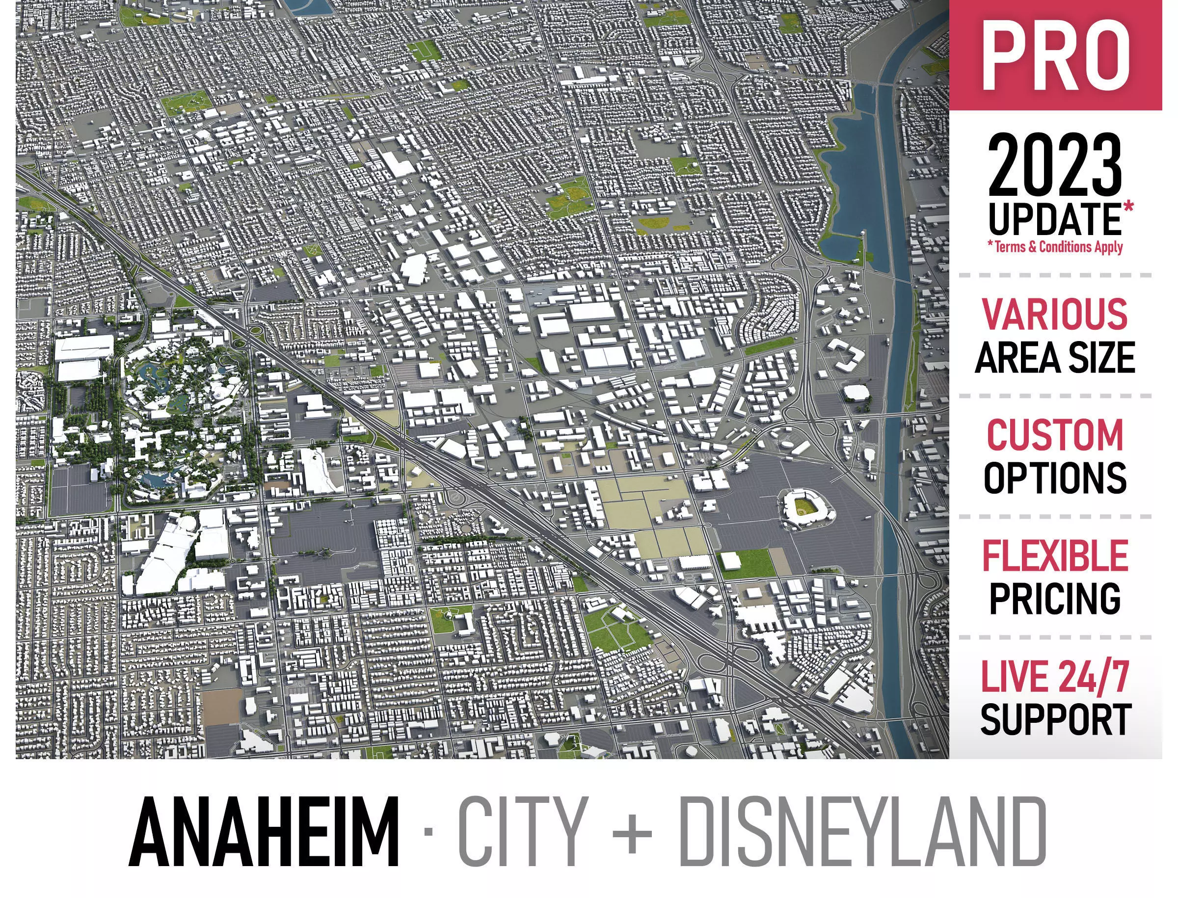 Anaheim - 3D City Model Low-poly 3D model_0