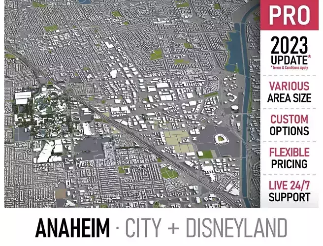 Anaheim - 3D City Model Low-poly 3D model