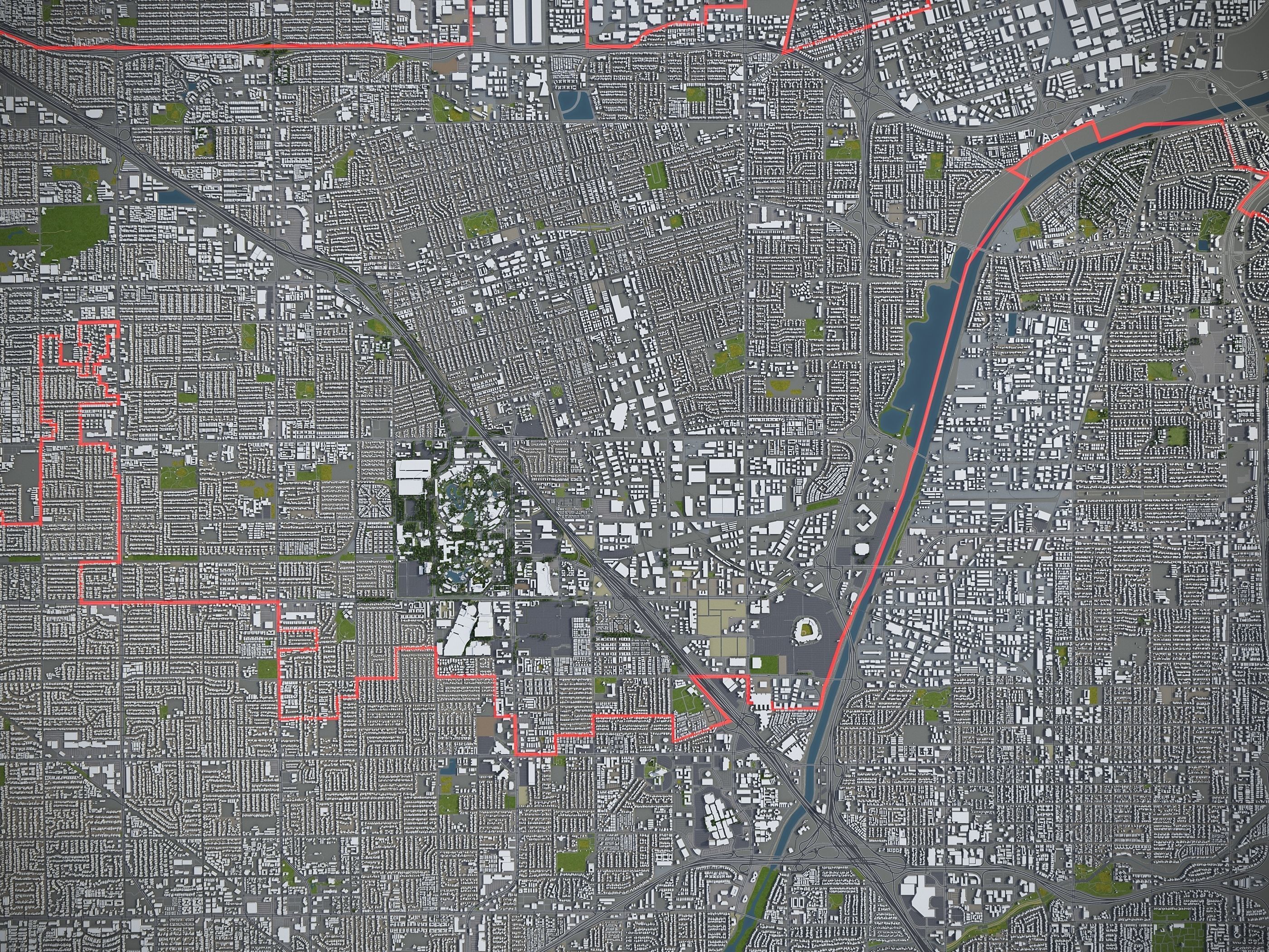Anaheim - 3D City Model Low-poly 3D model_6