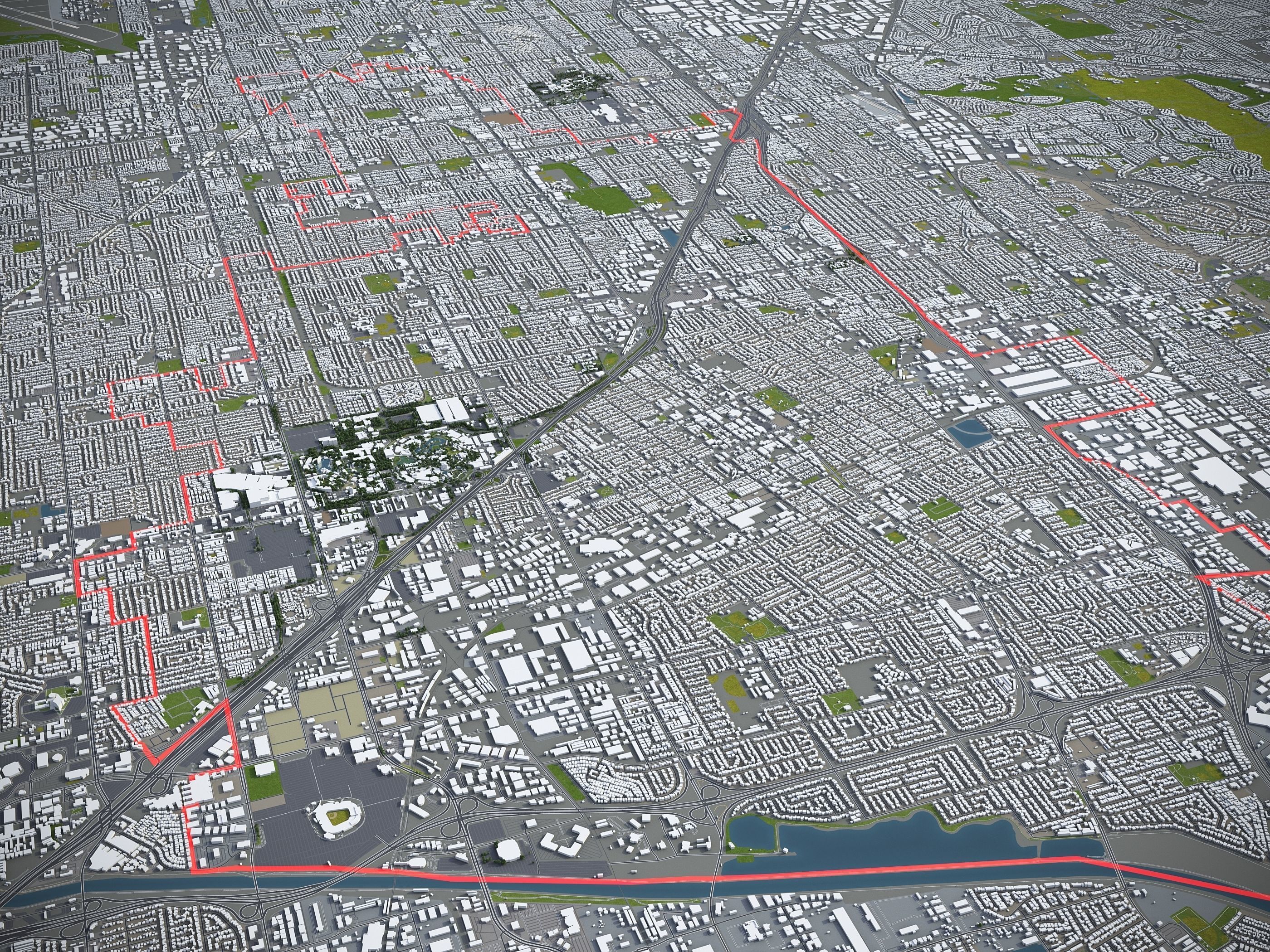 Anaheim - 3D City Model Low-poly 3D model_3