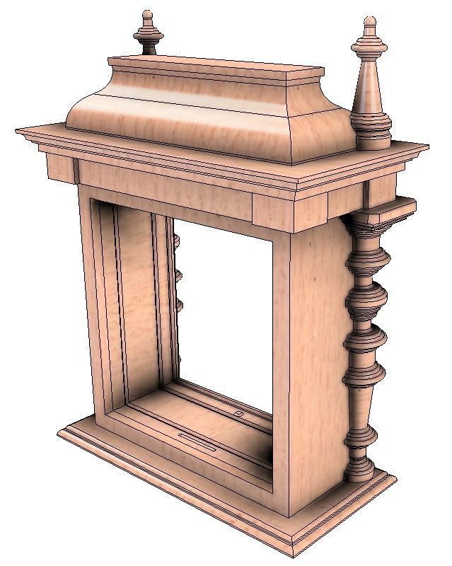 Mantel Clock - Hide away drawer - D2  3D print model_3