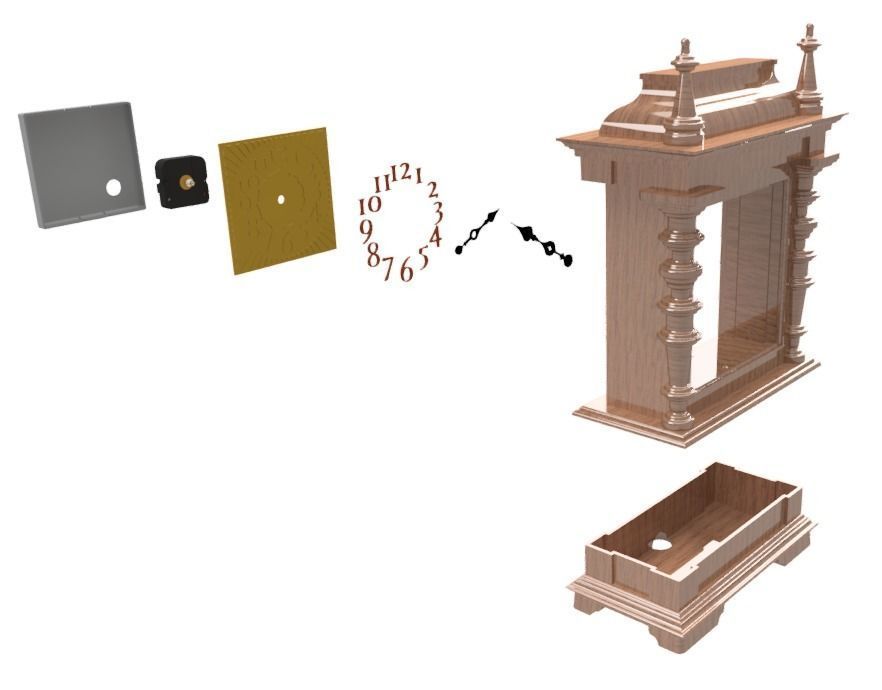Mantel Clock - Hide away drawer - D2  3D print model_1