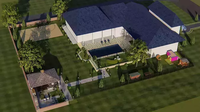 BACKYARD DESIGN OF MODERN HOUSE 3D model