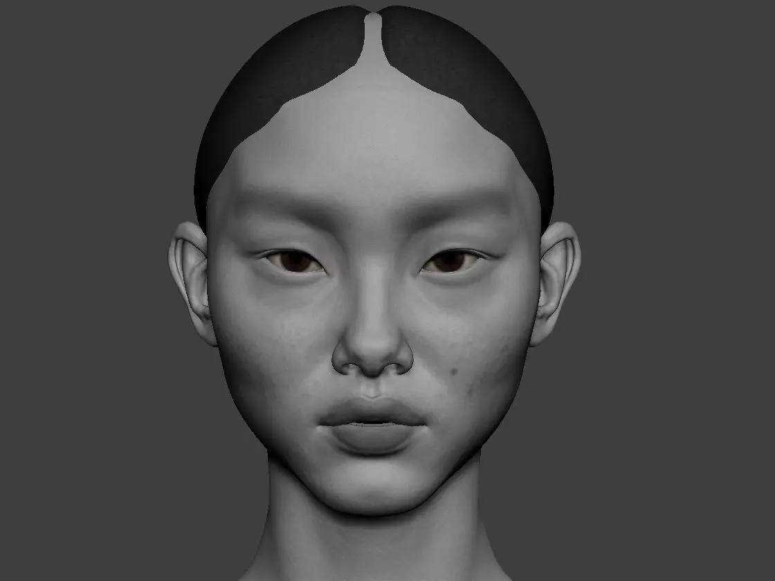 Asian Female head 3D model