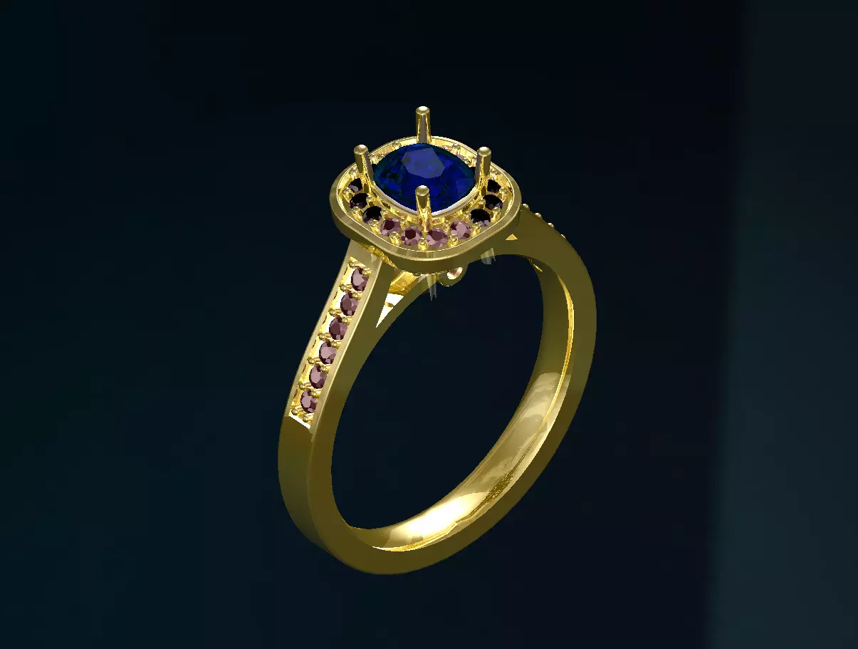 ring with blue stone Free 3D print model