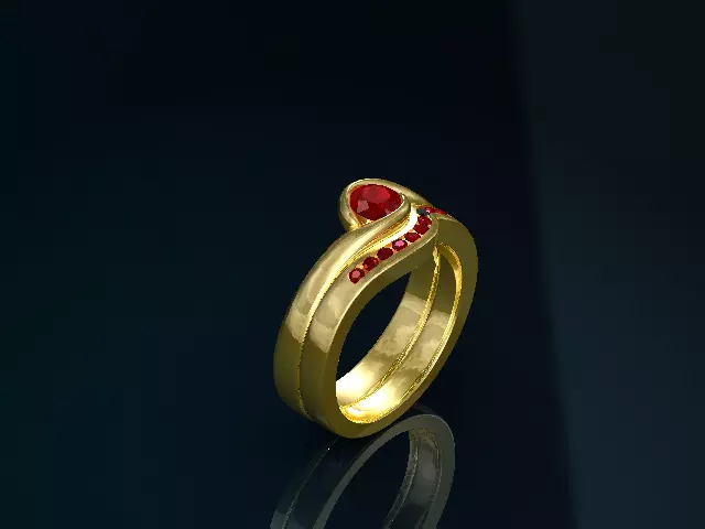 rings with red stone Free 3D print model