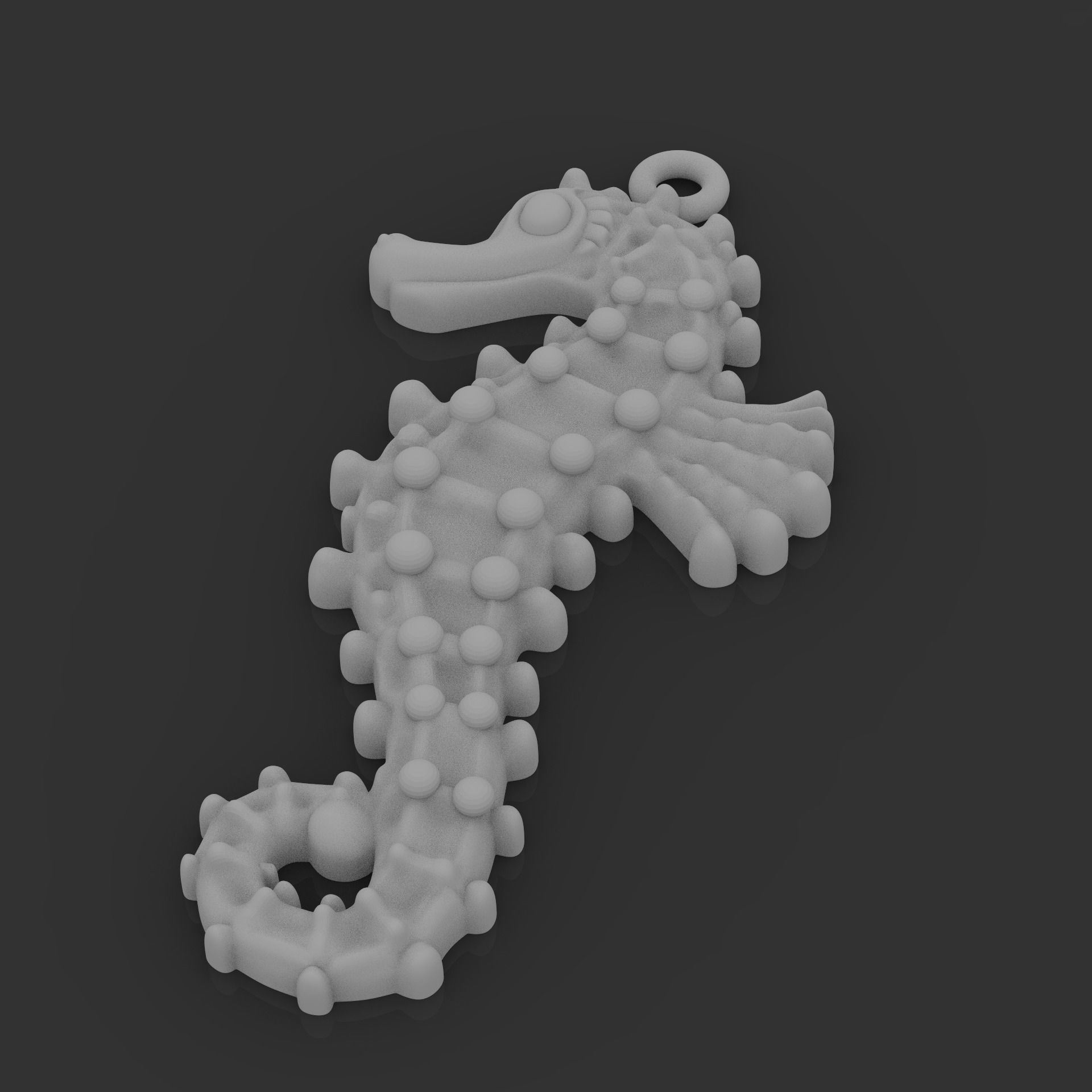seahorse gold pendant 3D print model_1