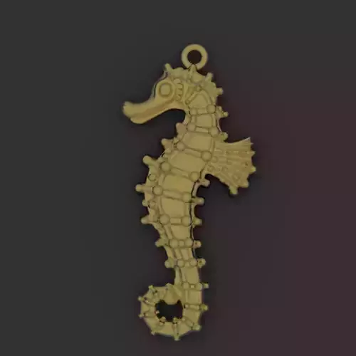 seahorse gold pendant 3D print model