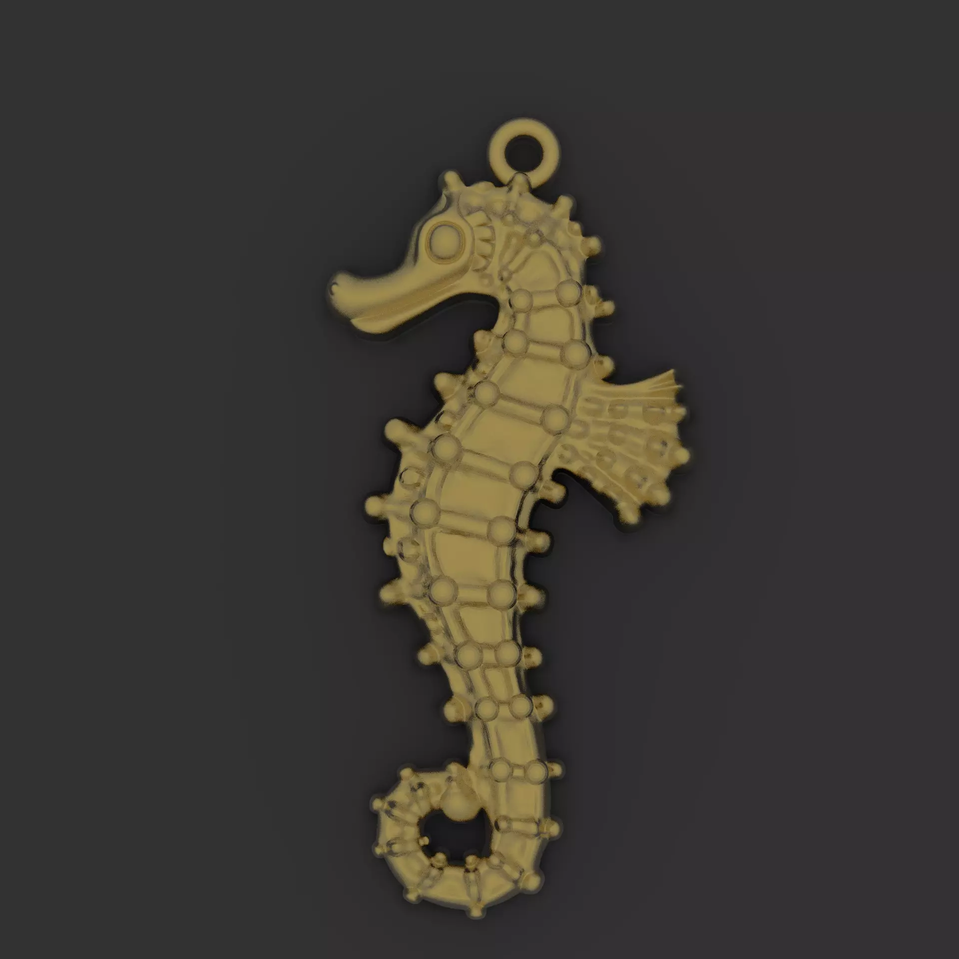 seahorse gold pendant 3D print model_0