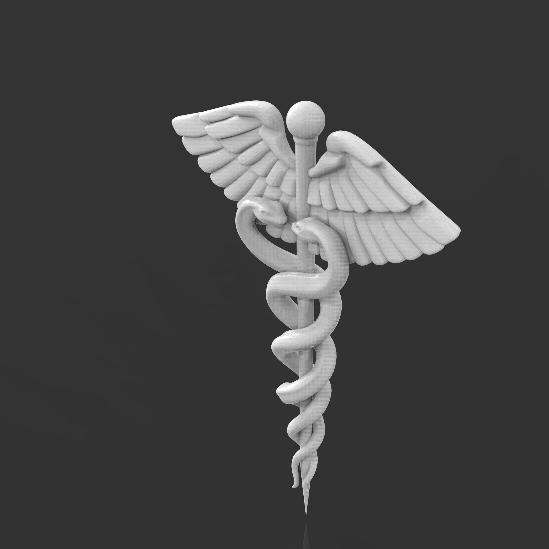 caduceus medical symbol 3D print model_3
