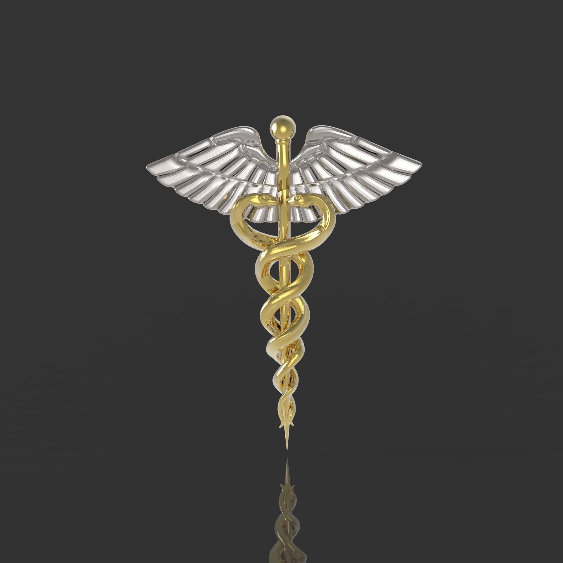 caduceus medical symbol 3D print model_1