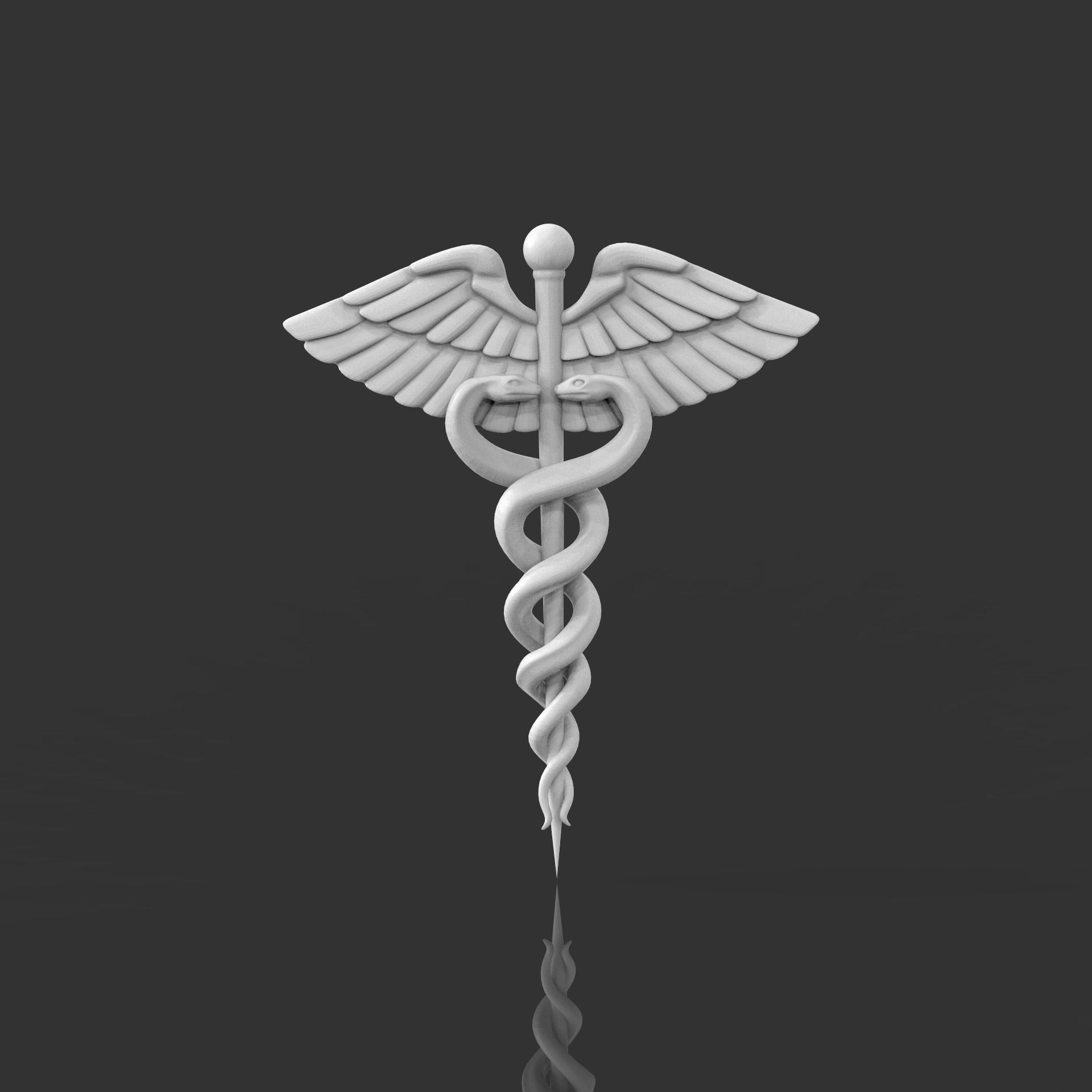 caduceus medical symbol 3D print model_2
