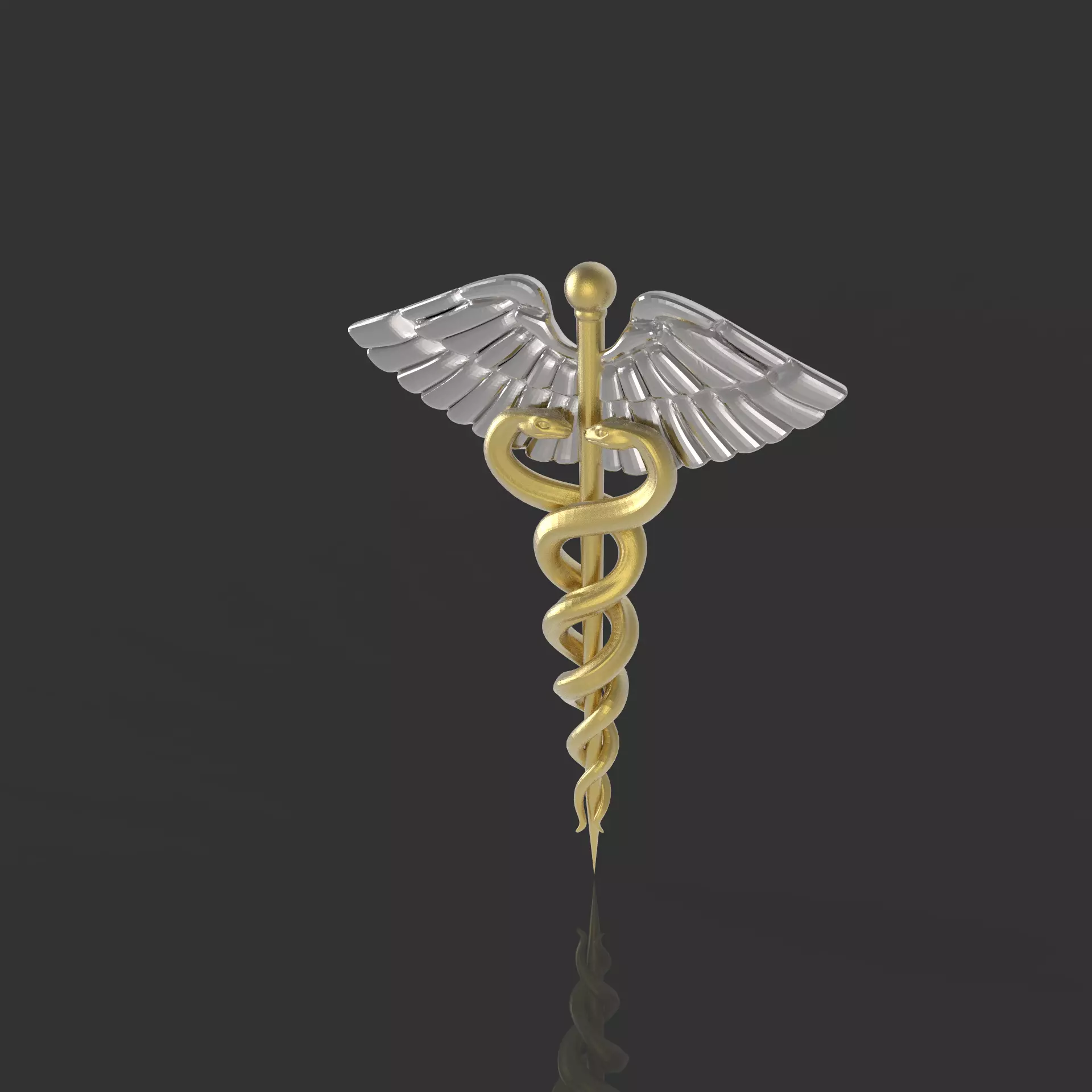 caduceus medical symbol 3D print model_0