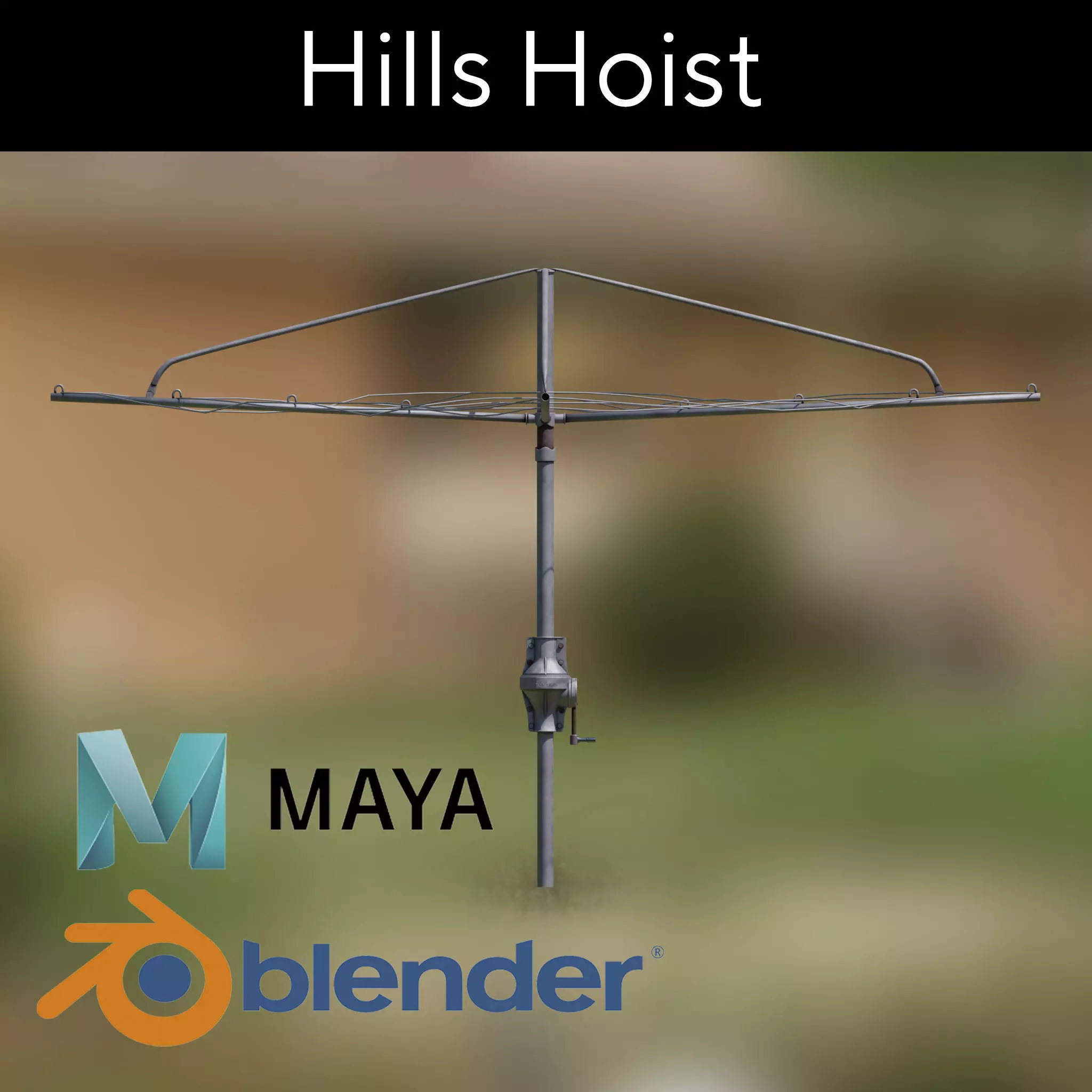 Clothesline patio umbrellas 3D model_0