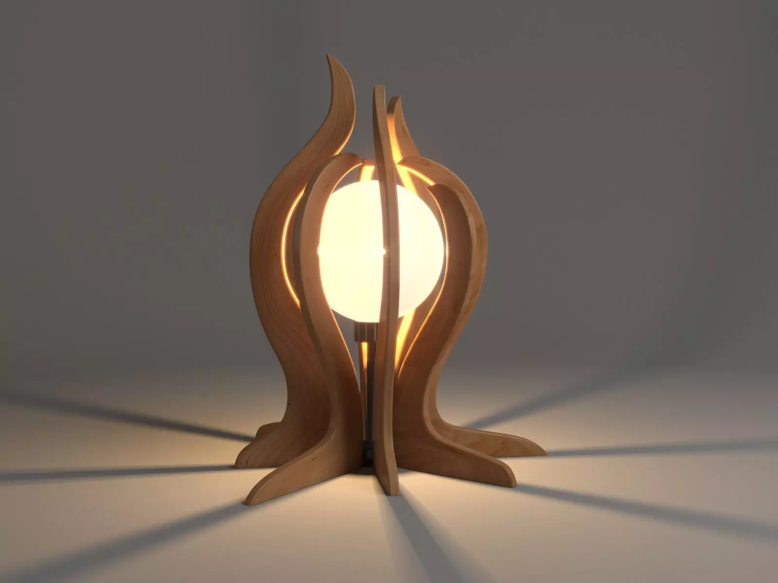 Wooden Garden And Table Lamp Design 3D model