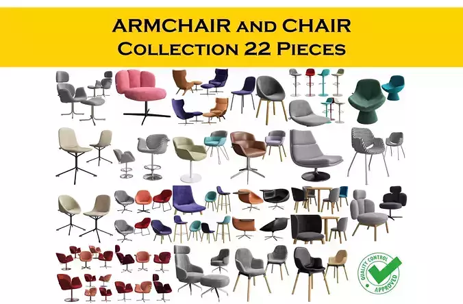 CHAIR and ARMCHAIR Collection 22 pieces 3d model 3D model