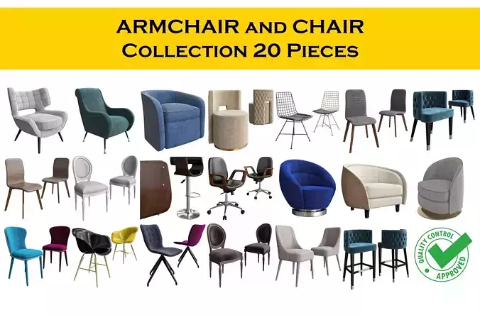 Chair and Armchair collection 20 3d model