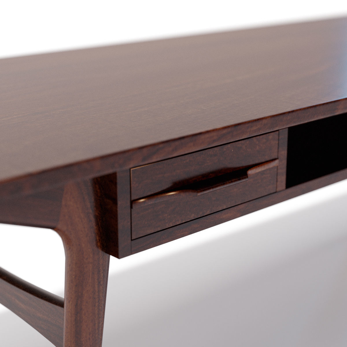 Solid Teak Scandinavian Coffee Table Low-poly 3D model_3