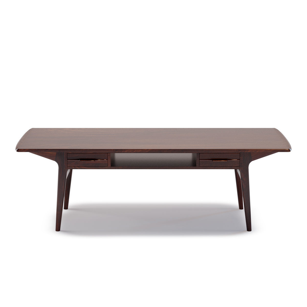 Solid Teak Scandinavian Coffee Table Low-poly 3D model_1