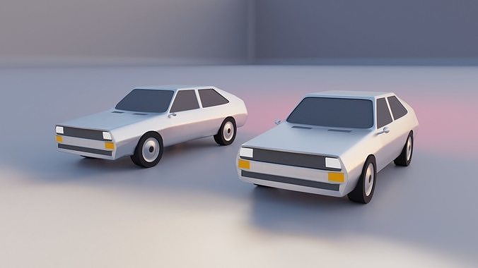 Old cartoon Rally sport car Low-poly 3D model
