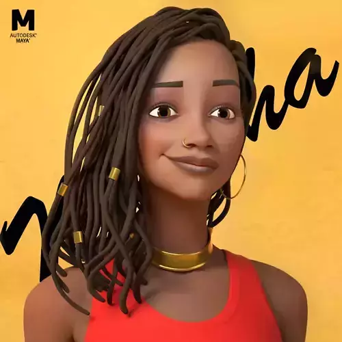 Miosha african woman with dreadlocks 3D model