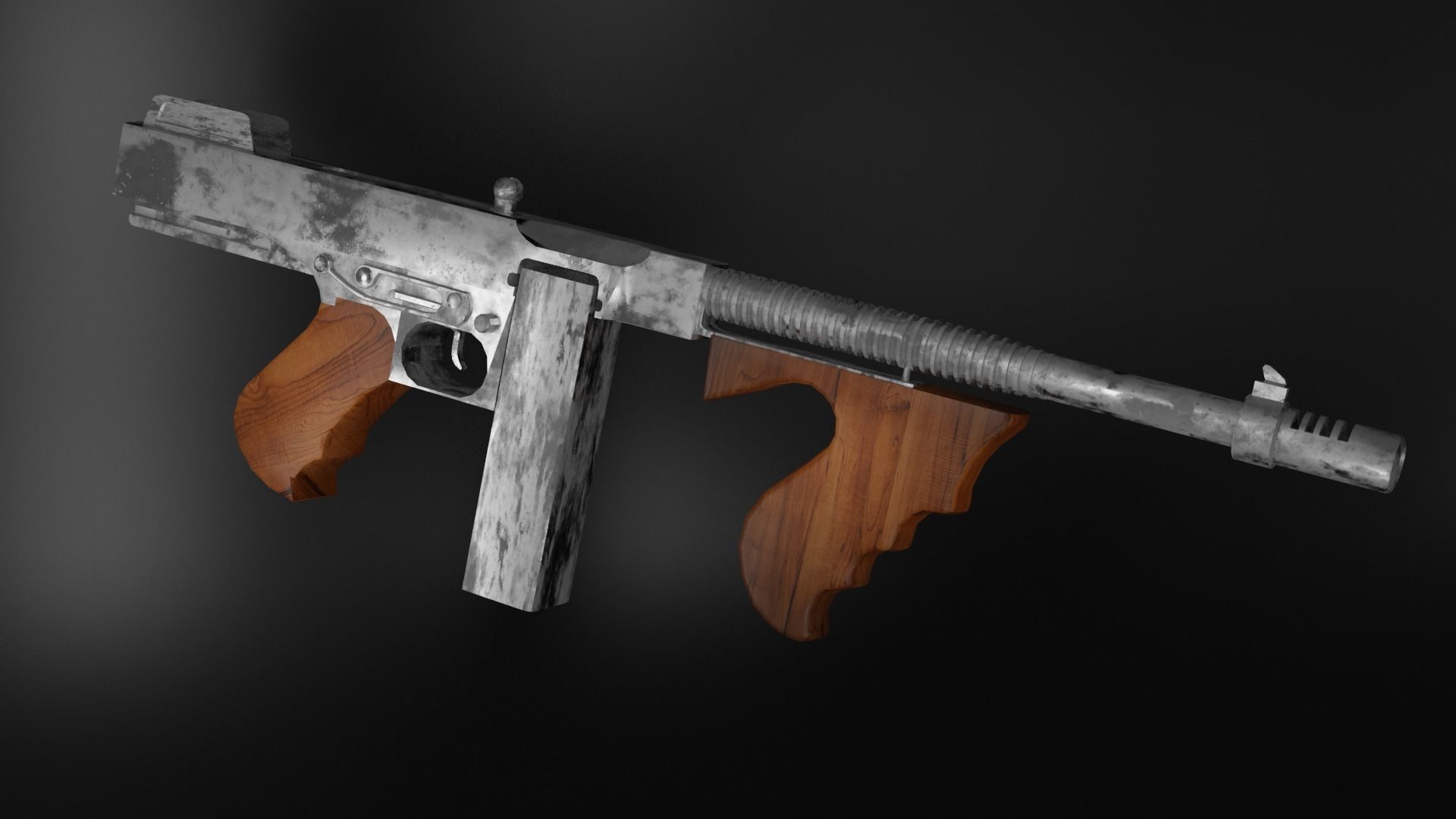 THOMPSON LOW POLY WEAPON Free low-poly 3D model_6