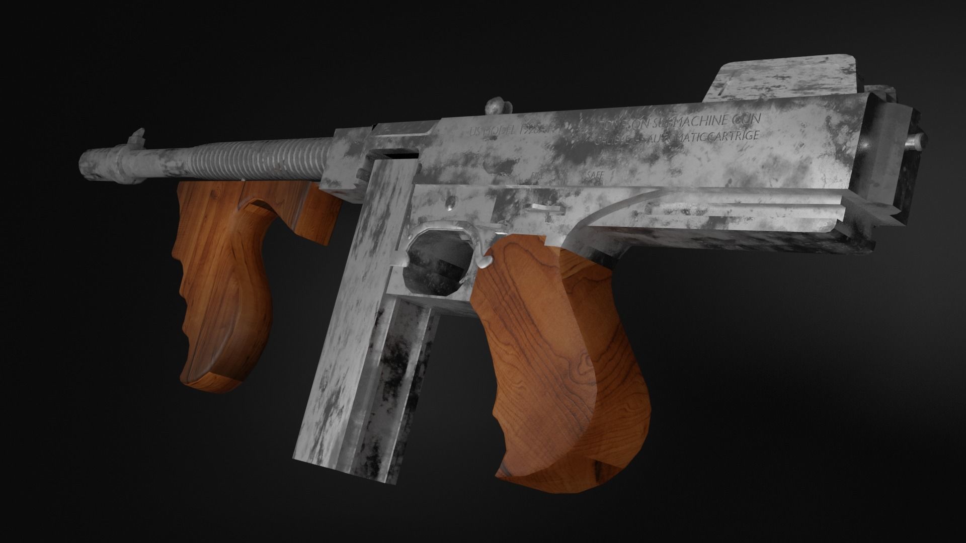 THOMPSON LOW POLY WEAPON Free low-poly 3D model_2