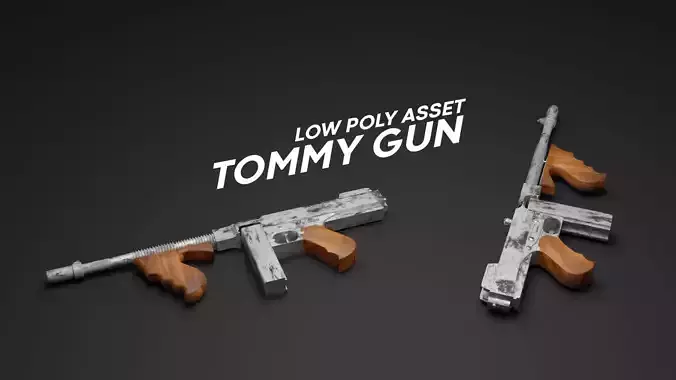 THOMPSON LOW POLY WEAPON Free low-poly 3D model THOMPSON LOW POLY WEAPON Free low-poly 3D model