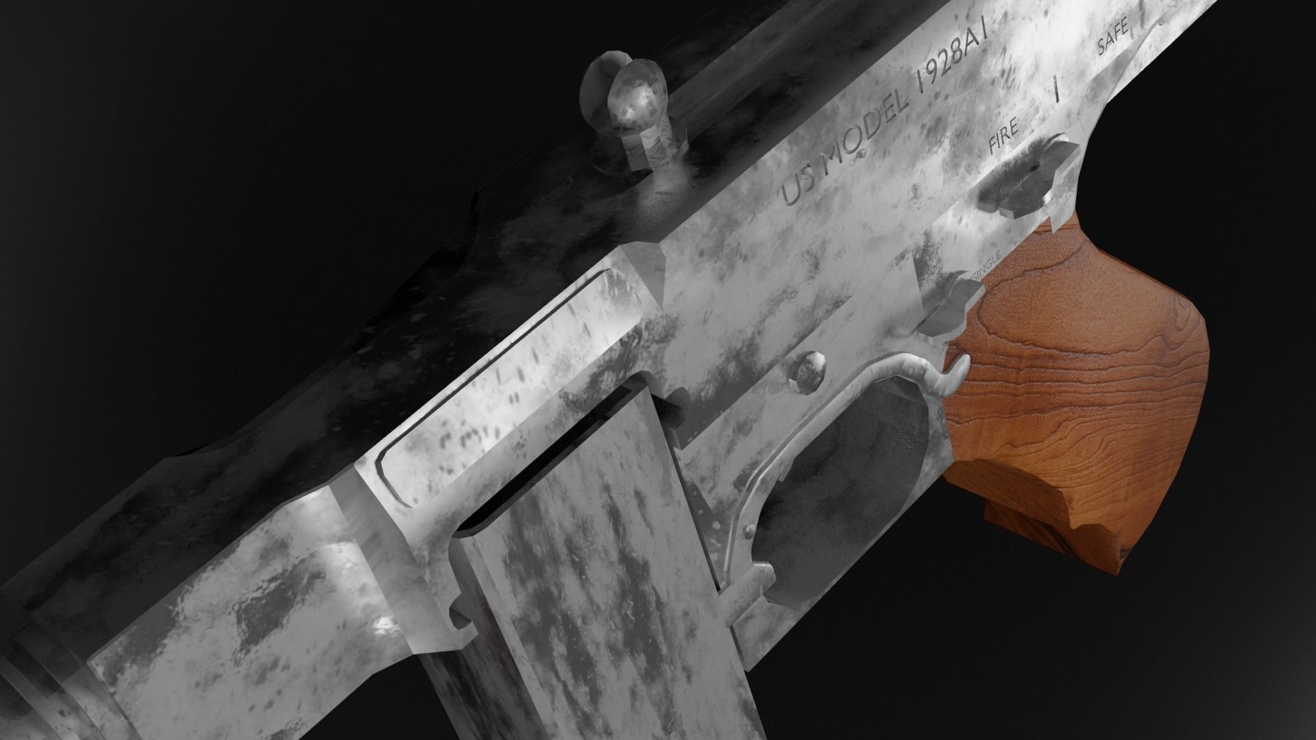 THOMPSON LOW POLY WEAPON Free low-poly 3D model_4