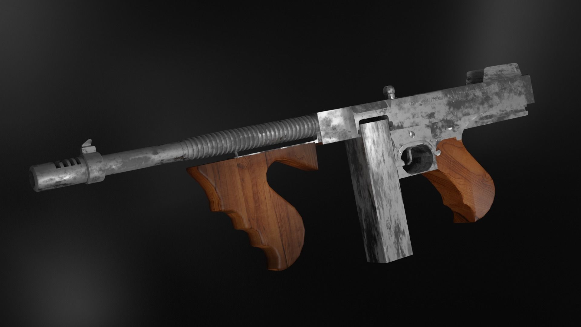 THOMPSON LOW POLY WEAPON Free low-poly 3D model_1