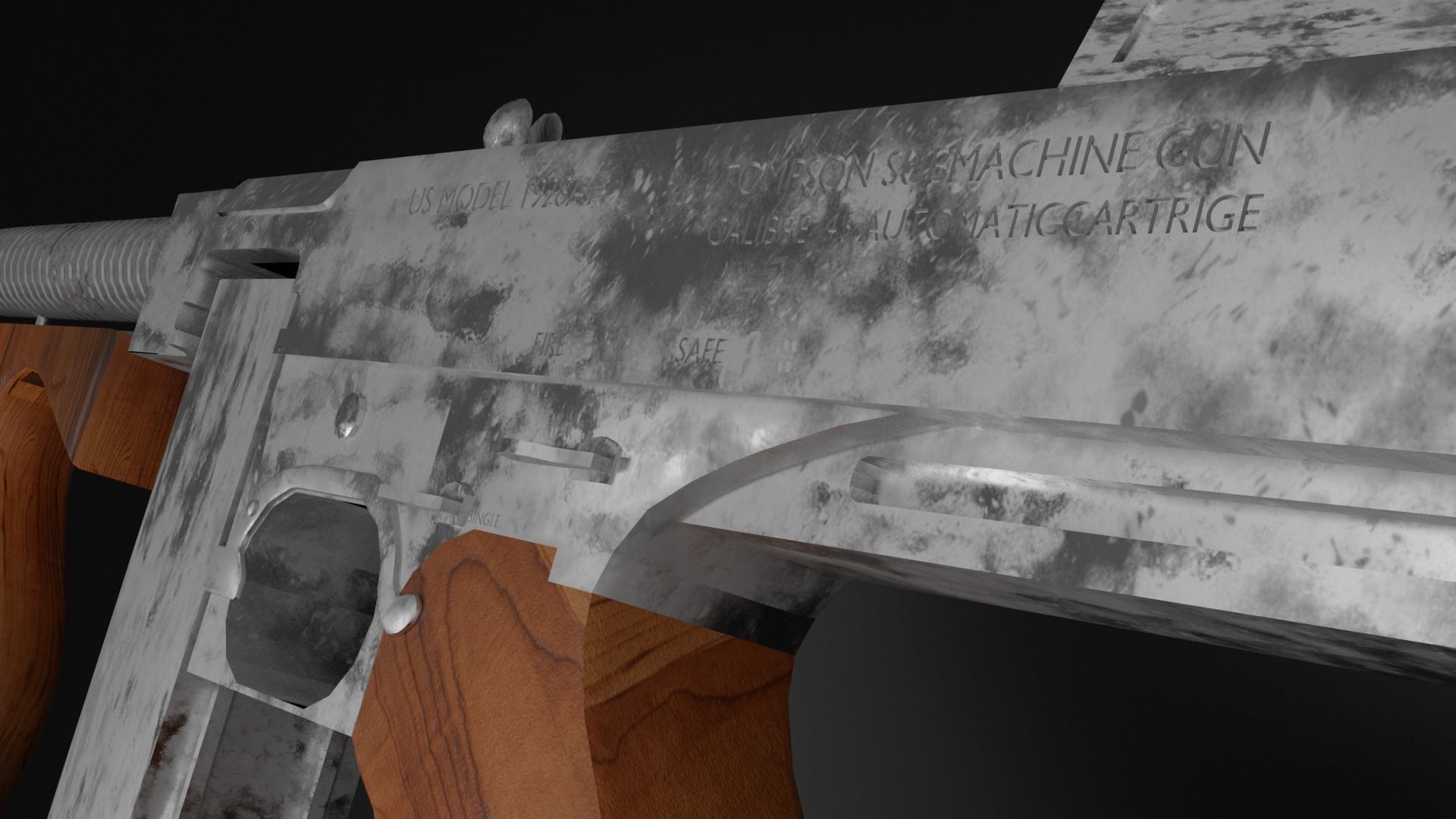 THOMPSON LOW POLY WEAPON Free low-poly 3D model_3