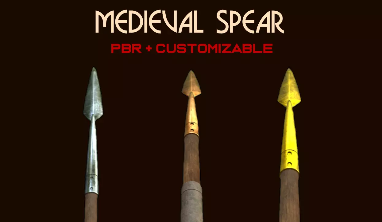 PBR Medieval Spear Low-poly 3D model_0