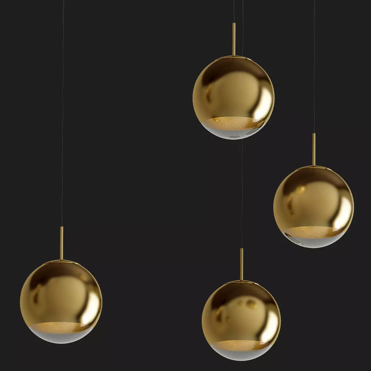 Mirror Ball Gold Pendant 3D model_0