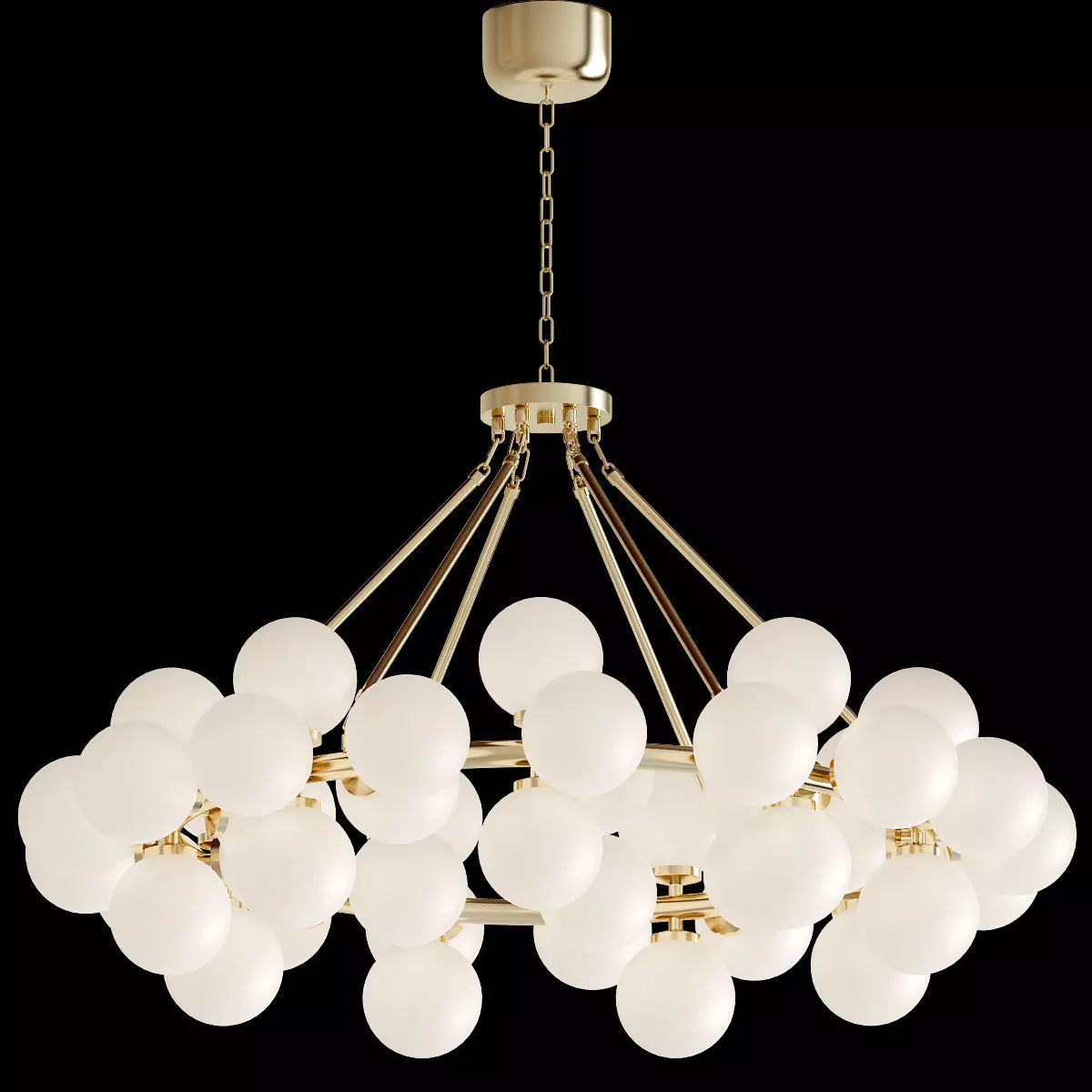 Satin gold Hoffmann Chandelier 3D model_0