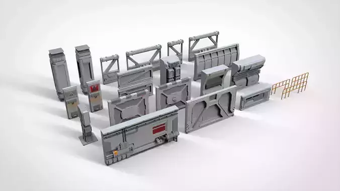 sci-fi Architecture kitbash 4 3D model
