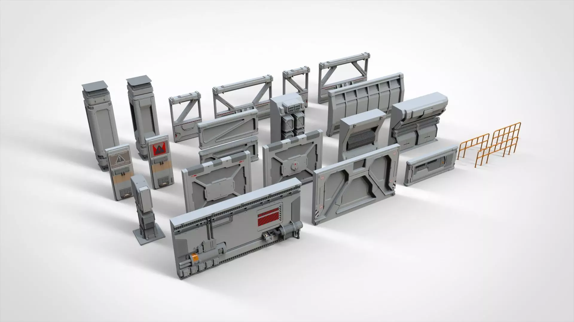 sci-fi Architecture kitbash 4 3D model_0