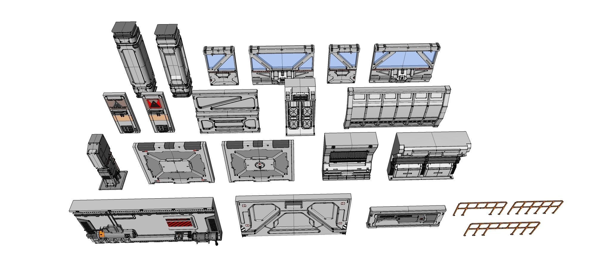 sci-fi Architecture kitbash 4 3D model_21
