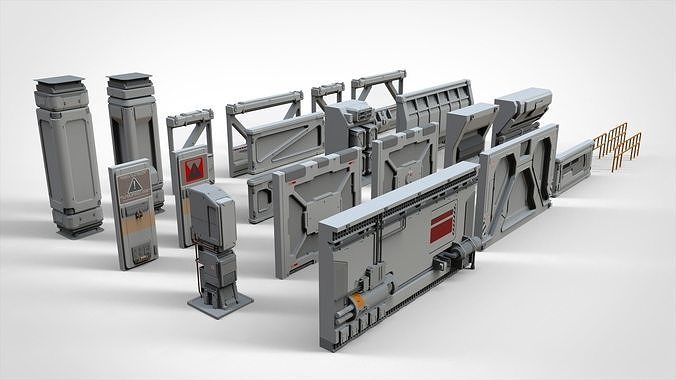 sci-fi Architecture kitbash 4 3D model 2