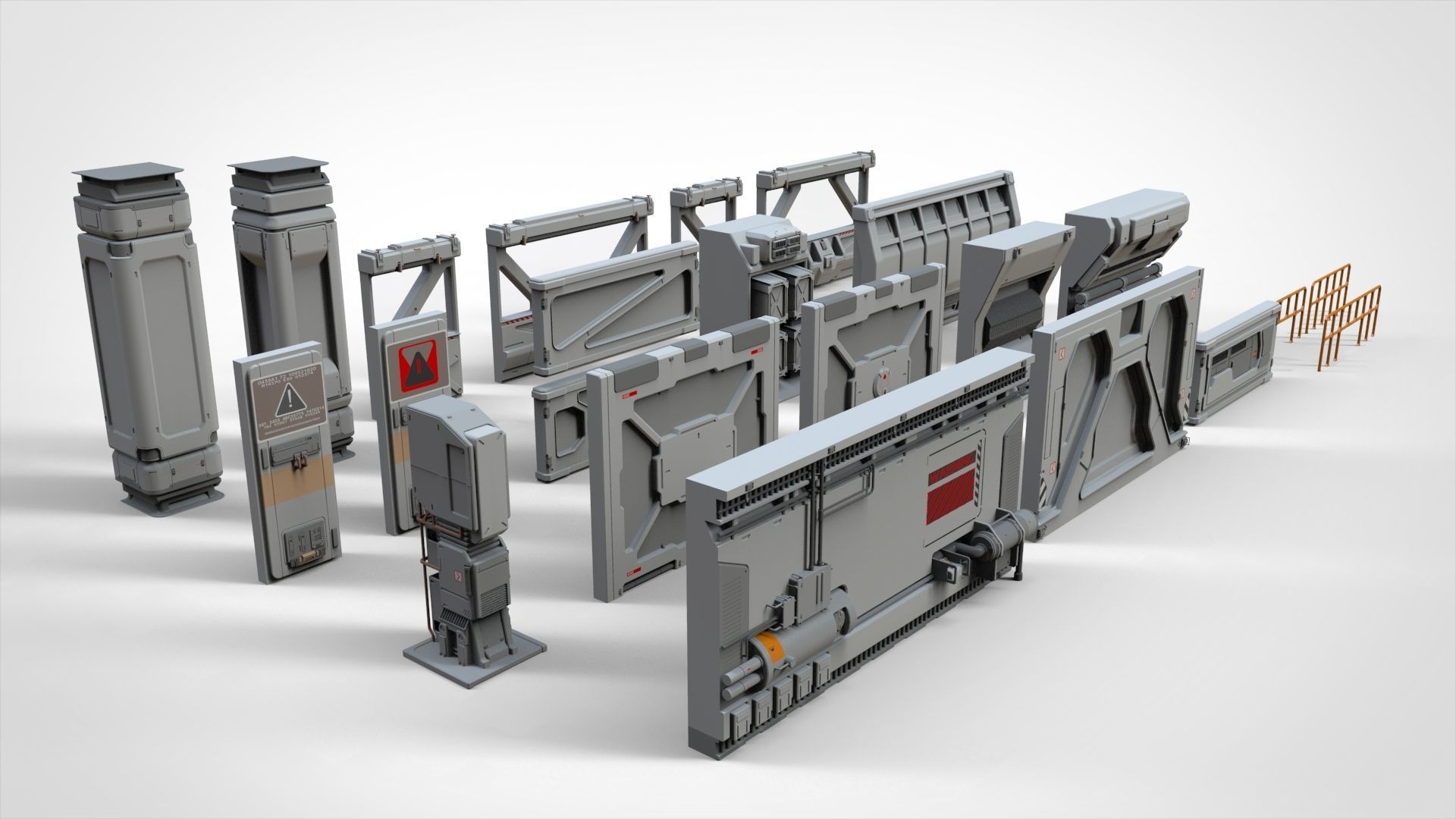 sci-fi Architecture kitbash 4 3D model_2