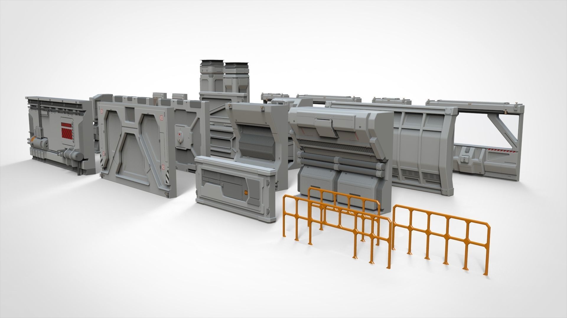 sci-fi Architecture kitbash 4 3D model_4