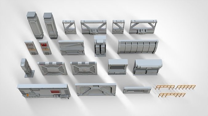 sci-fi Architecture kitbash 4 3D model 3