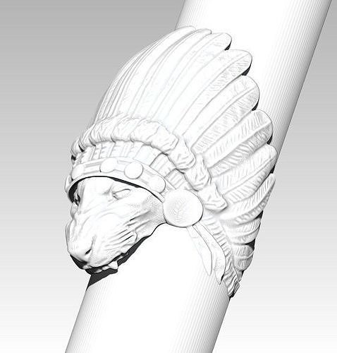 Cat Puma Tiger Lion Angry Wild Indian chief king detailed RING 3D print model