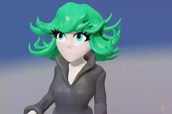Sexy Tatsumaki from One Punch Man    in Skimpy Black  Dress 3D model